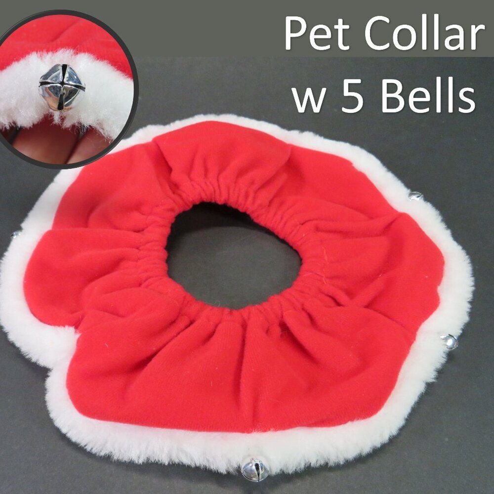 Christmas holiday neck collar for a dog or cat with 5 bells (not loud) Scrunchie